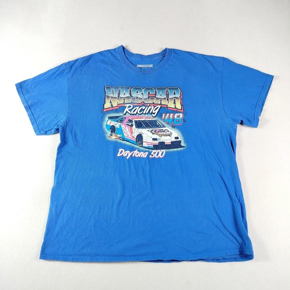 Vintage NASCAR Racing Shirt Mens XL Blue Daytona 500 48 Graphic Auto Race 90s - Picture 1 of 9